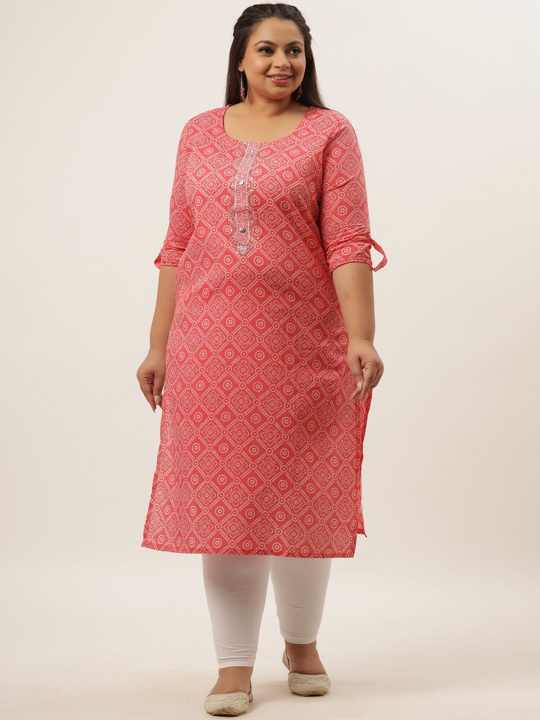 Women's Pink Bijia Lace Straight Kurta - Yufta