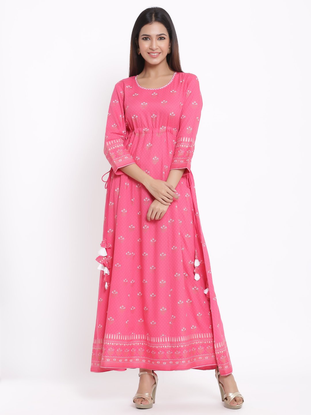 Women's Pink Rayon Anarkali Kurta by Kipek (1pc)