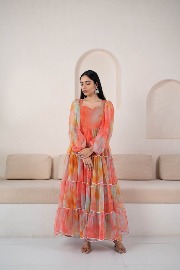 Multicoloured Gown For Women By Saras The Label- (1Pc Dress)