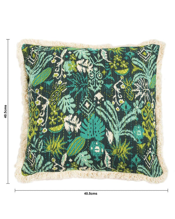 Tropical Ikat Fringe Cushion Cover - Chumbak