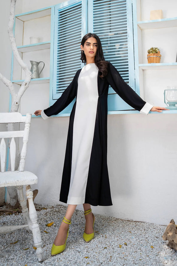 Women's Simplistic Black And White Rayon Kurti Top - JSDC