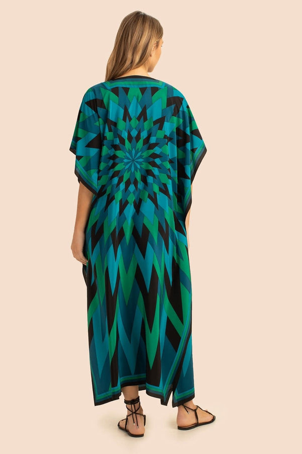 Women's Green Illusions Silk Crepe Kaftan - JSDC