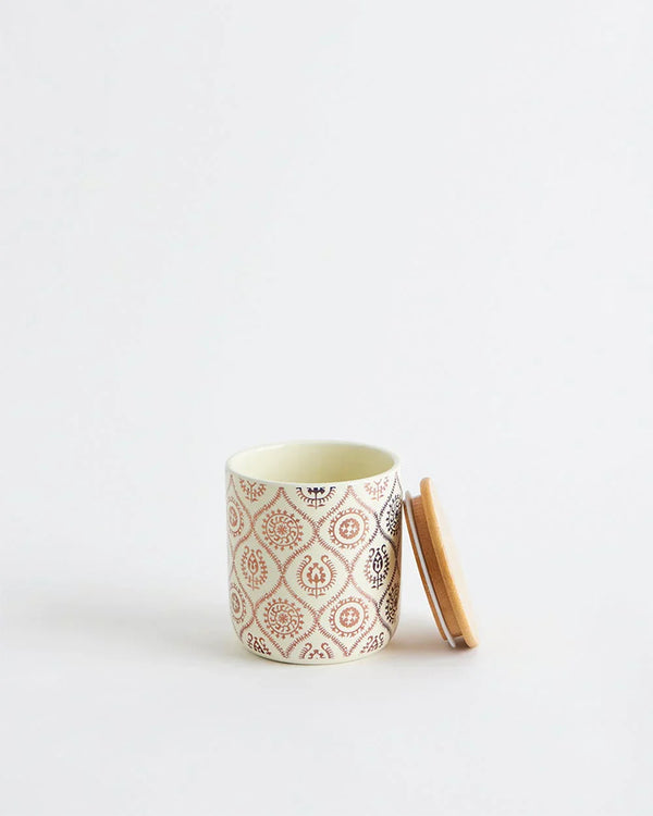 Suzani Gold Storage Jar - Ivory & Gold - Chumbak