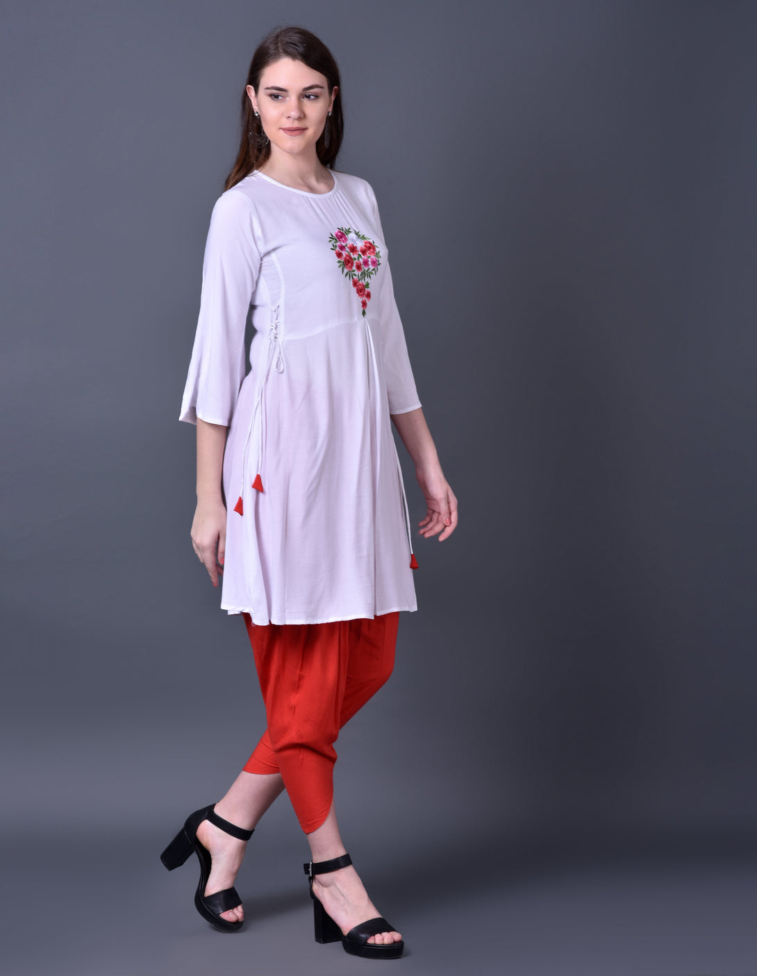 Women's White Rayon Kurta And Sharara Set - Noz2Toz