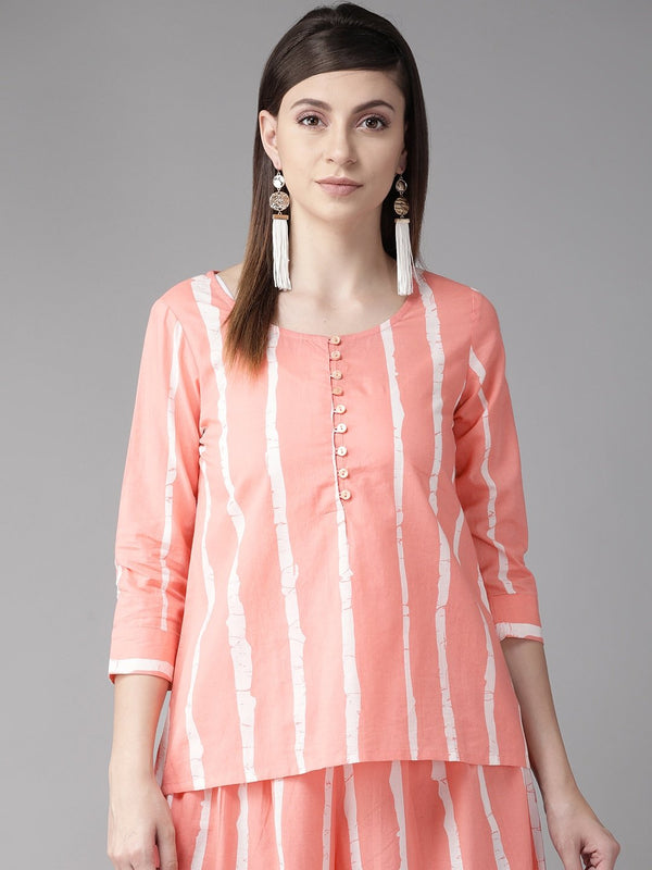 Women's  Pink & White Striped Top - AKS