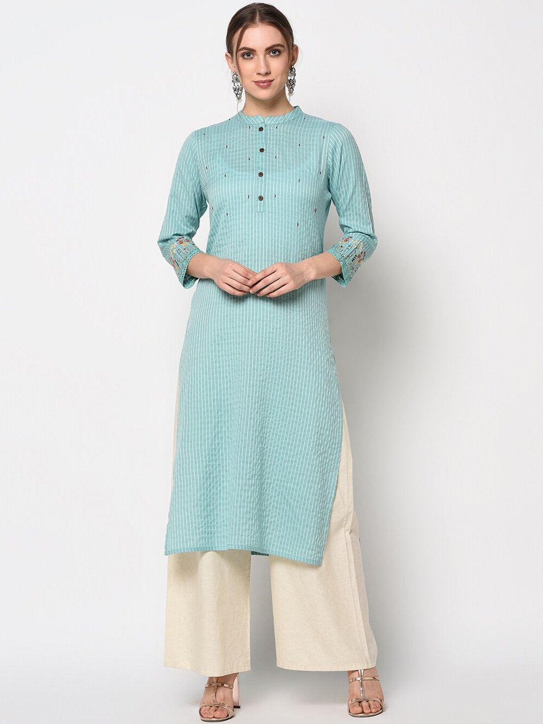 Women's Green Straight Kurta - Yufta