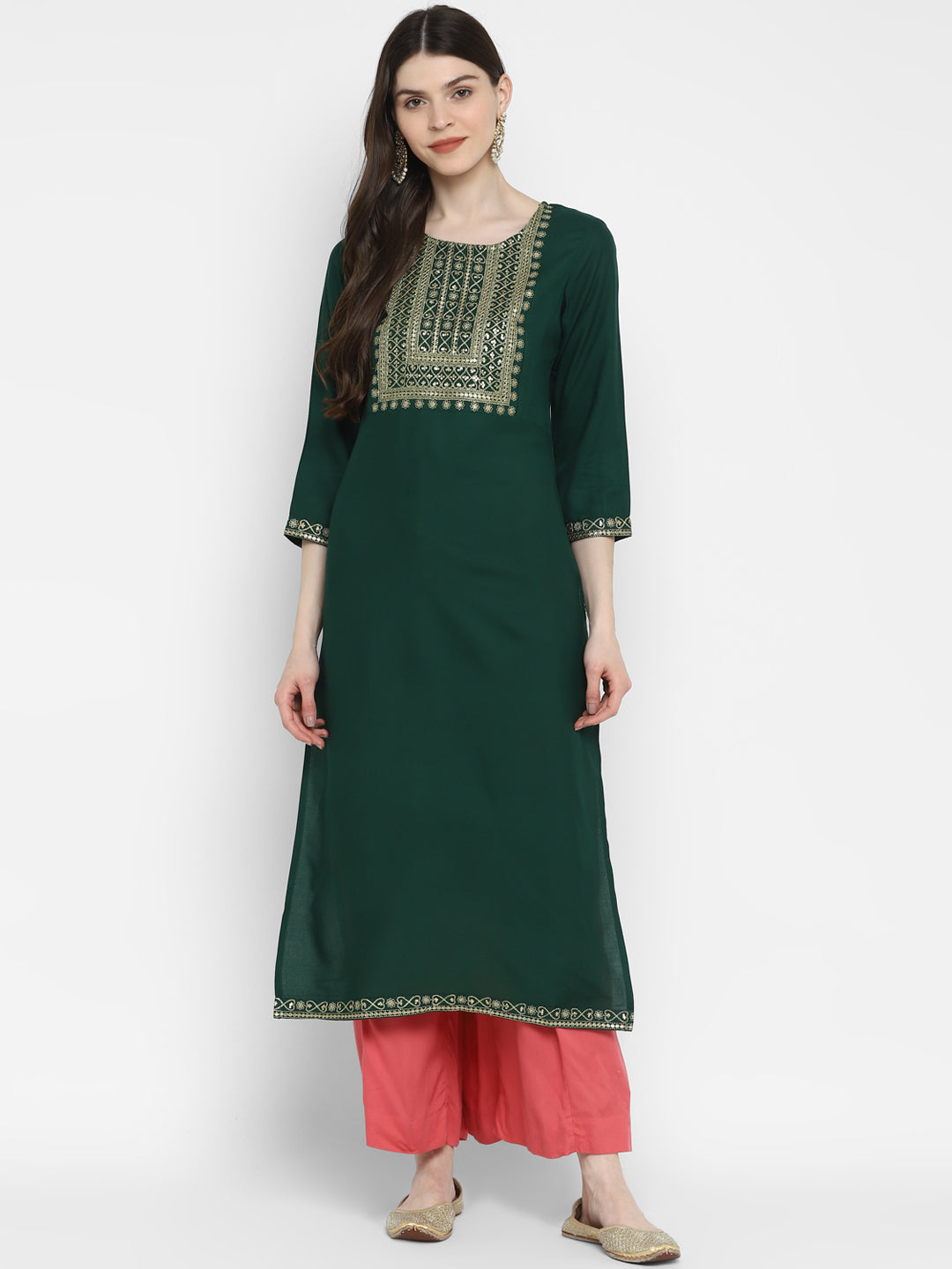 Women's Dark Green Rayon Kurta By Vbuyz (1Pc)