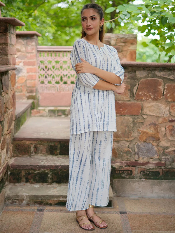 Grey Printed Cotton Night Suit