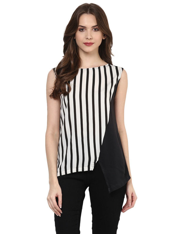 Women's Diagonal Stripe Print Top - Pannkh