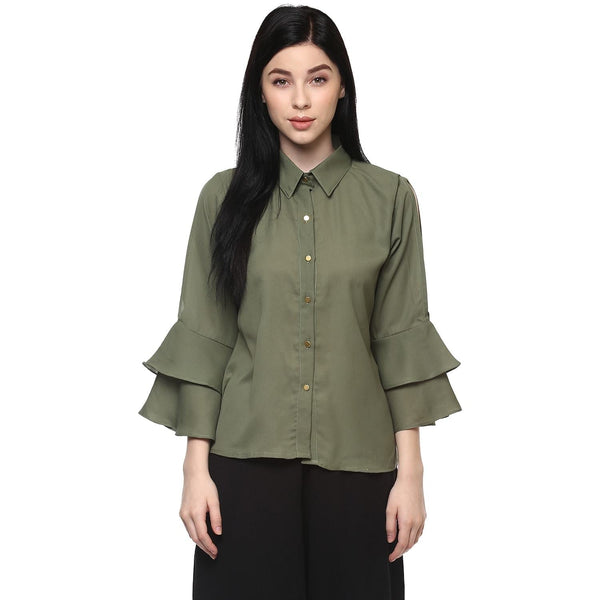 Women's Loose Shirt With Bell Sleeves - Pannkh