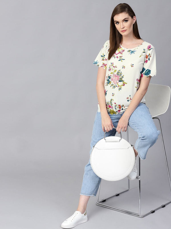 Women's Floral Scalloped Top - Pannkh