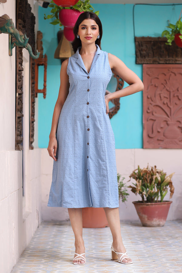 Women's Skylike Rakish Cotton Dress - Hatheli