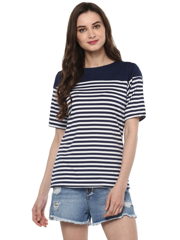 Women's Breton Stripe Back Detail Top - Pannkh