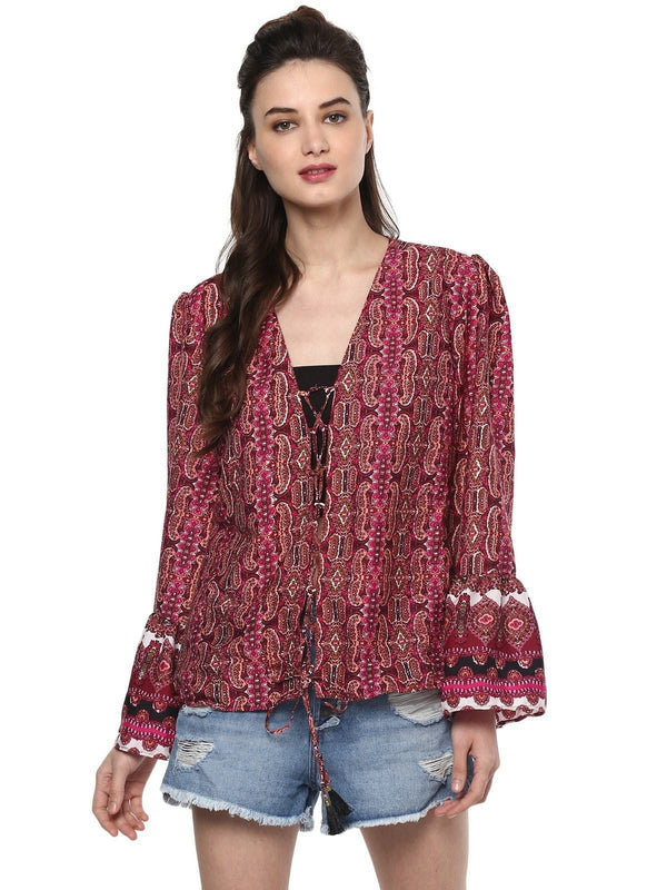 Women's Printed Front Tie-Up Top - Pannkh