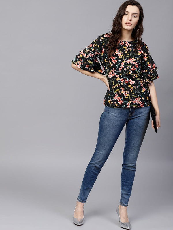 Women's Floral Ruffle Top - Pannkh