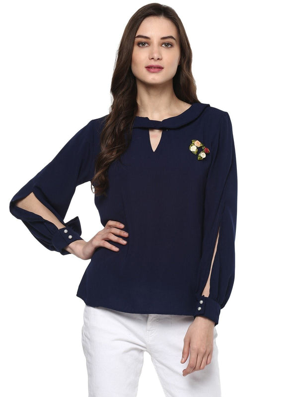 Women's Floral Brooch Top - Pannkh