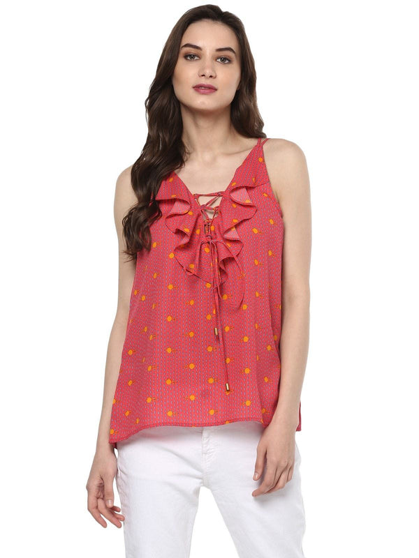 Women's Printed Ruffle Top - Pannkh