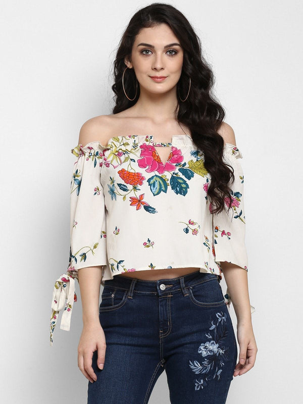 Women's Floral Off-Shoulder Crop Top - Pannkh