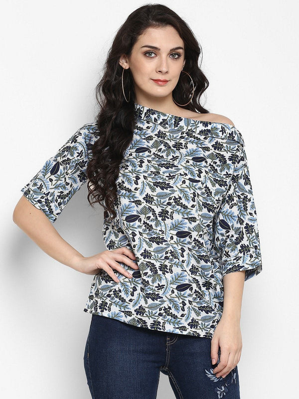 Women's Floral Designer Collared Top - Pannkh