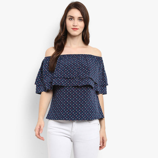 Women's Printed Off-Shoulder Top - Pannkh