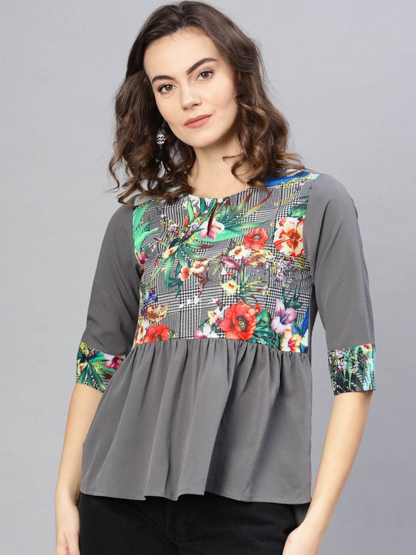 Women's Yoke Printed Top - Pannkh