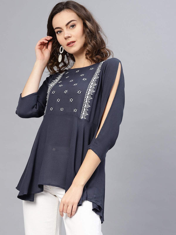 Women's Embroidered Peplum Top - Pannkh