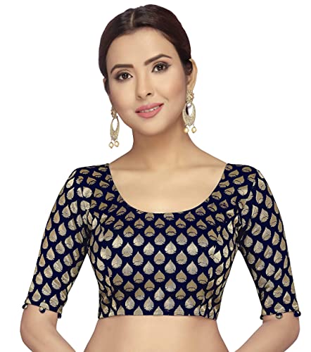 Women's Navy Blue Brocade Blouse by Shringaar- (1pc set)