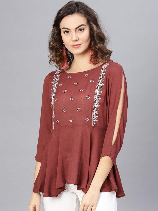 Women's Embroidered Peplum Top - Pannkh