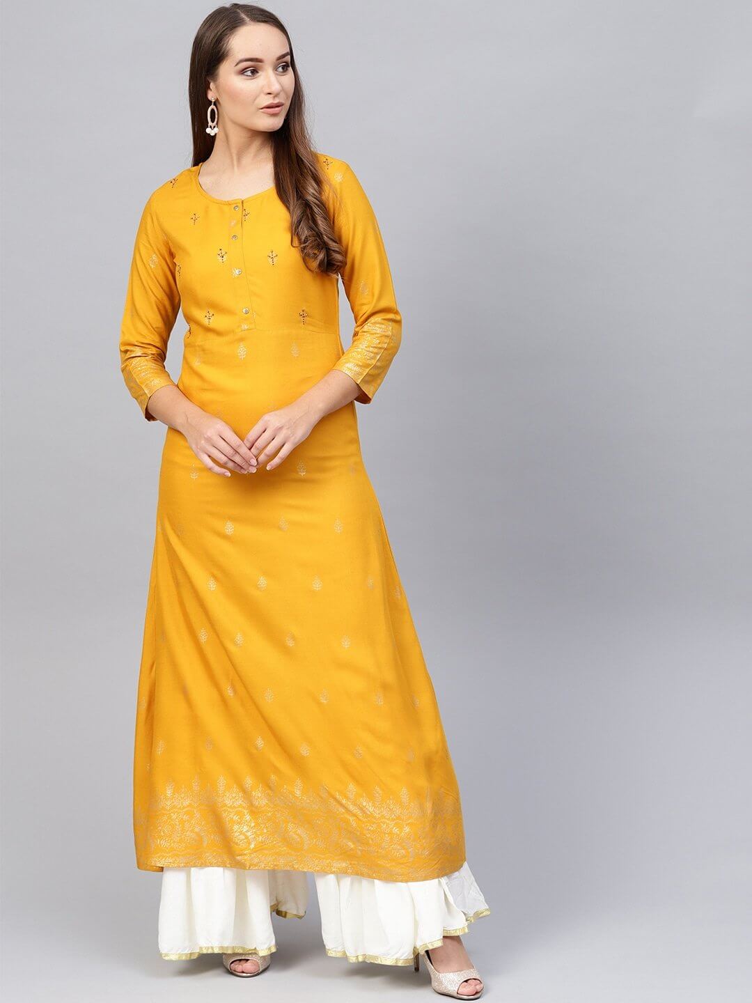 Women's Mustard A-Line Kurta - Yufta