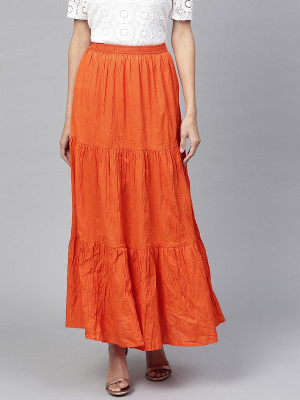 Women's Tiered Flared Elasticed Skirt - Pannkh