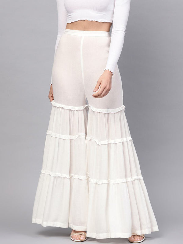 Women's Tiered Flared Palazzo - Pannkh