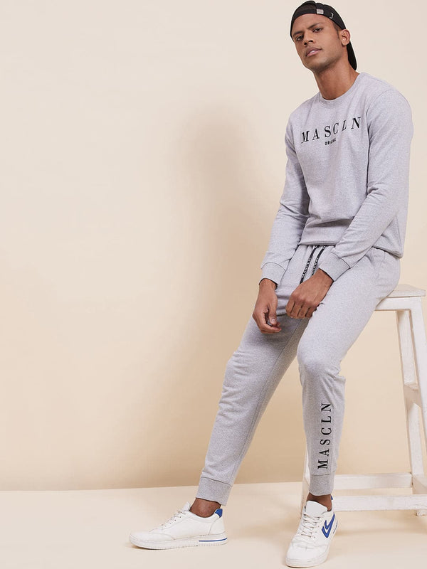 Men's Grey MASCLN Embroidered Joggers - LYUSH-MASCLN