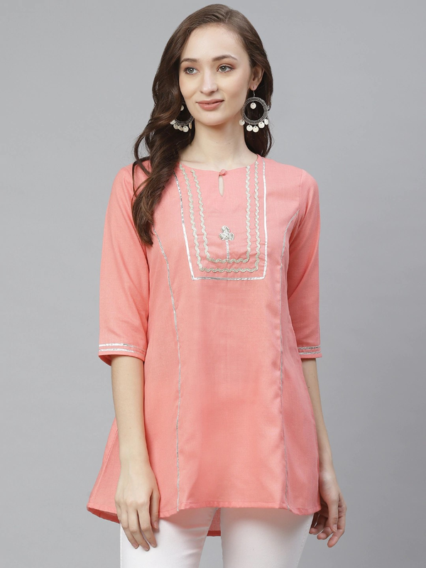 Women's  Pink Gotta Patti Ethnic Tunic - Wahe-NOOR