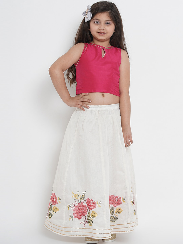 Girl's Pink Lehenga & Blouse Set  - NOZ2TOZ KIDS