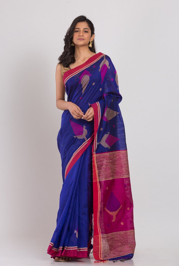 Women's Cotton Silk Jamdani Saree - Angoshobha