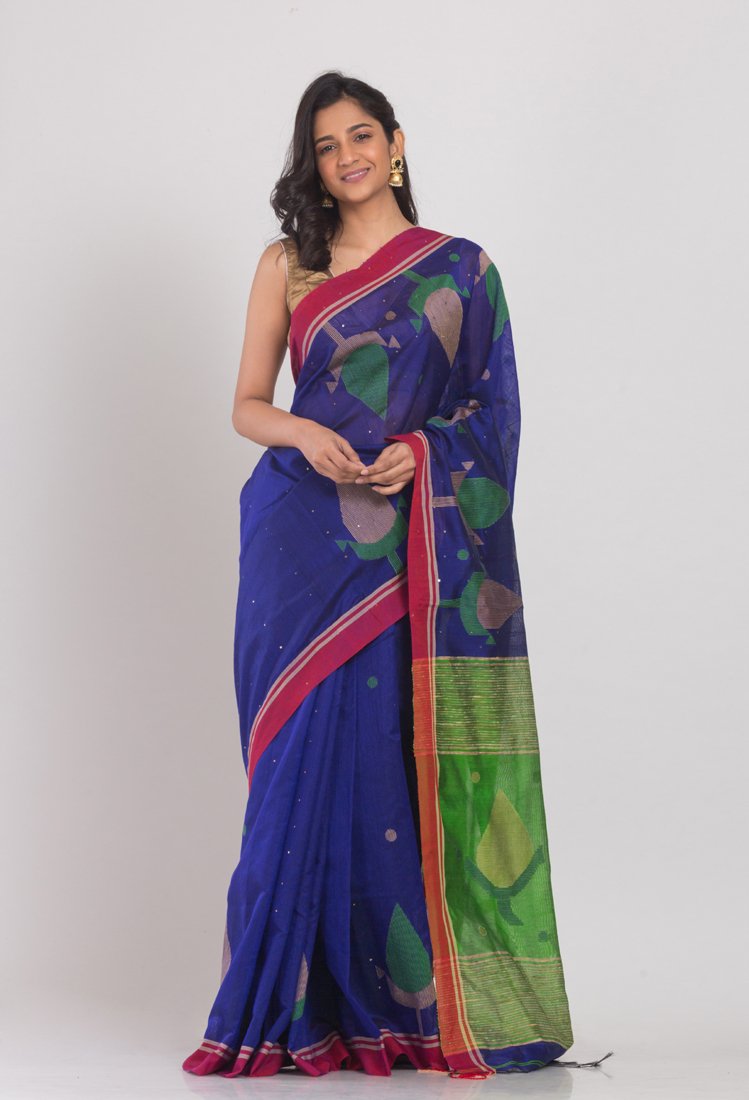 Women's Cotton Silk Jamdani Saree - Angoshobha