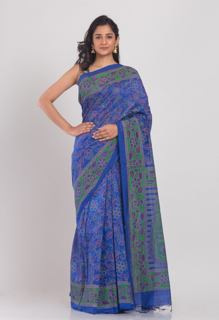 Women's Blended Cotton Printed Designer Saree - Angoshobha