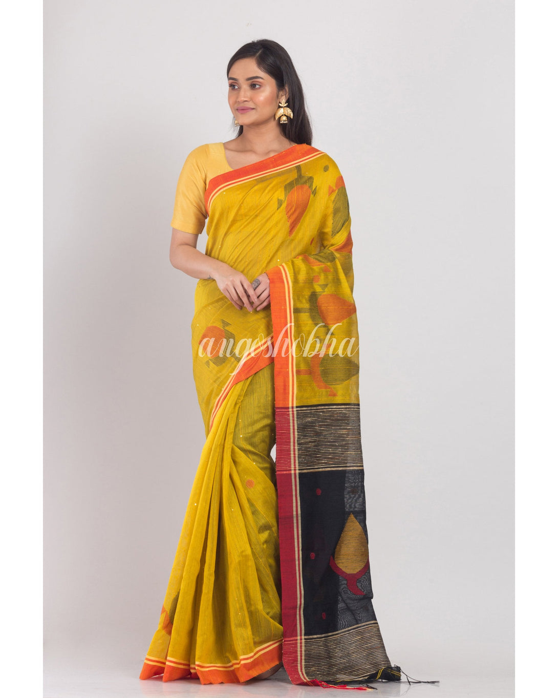 Women's Cotton Silk Jamdani Saree - Angoshobha