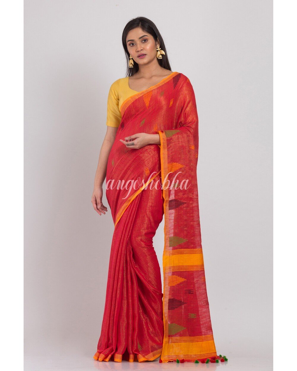 Women's Hanwoven Cotton Saree - Angoshobha