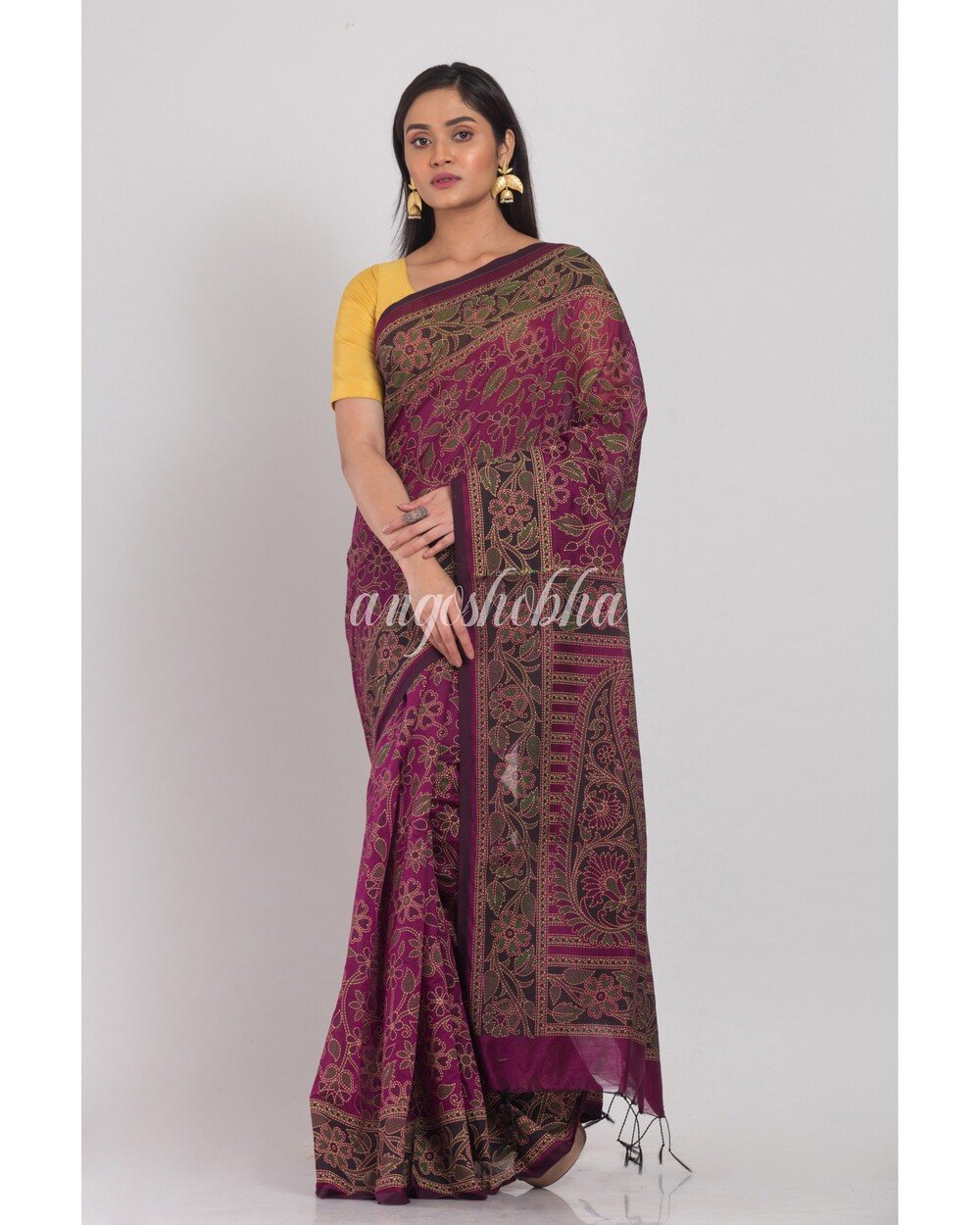 Women's Blended Cotton Printed Designer Saree - Angoshobha