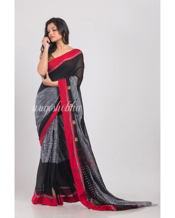 Women's Multicolor Hanloom Cotton Saree - Angoshobha