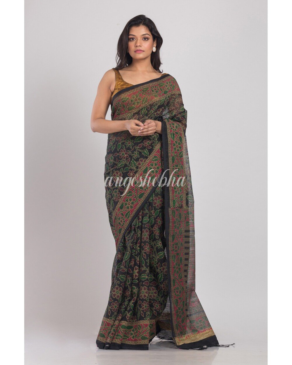 Women's Blended Cotton Printed Designer Saree - Angoshobha