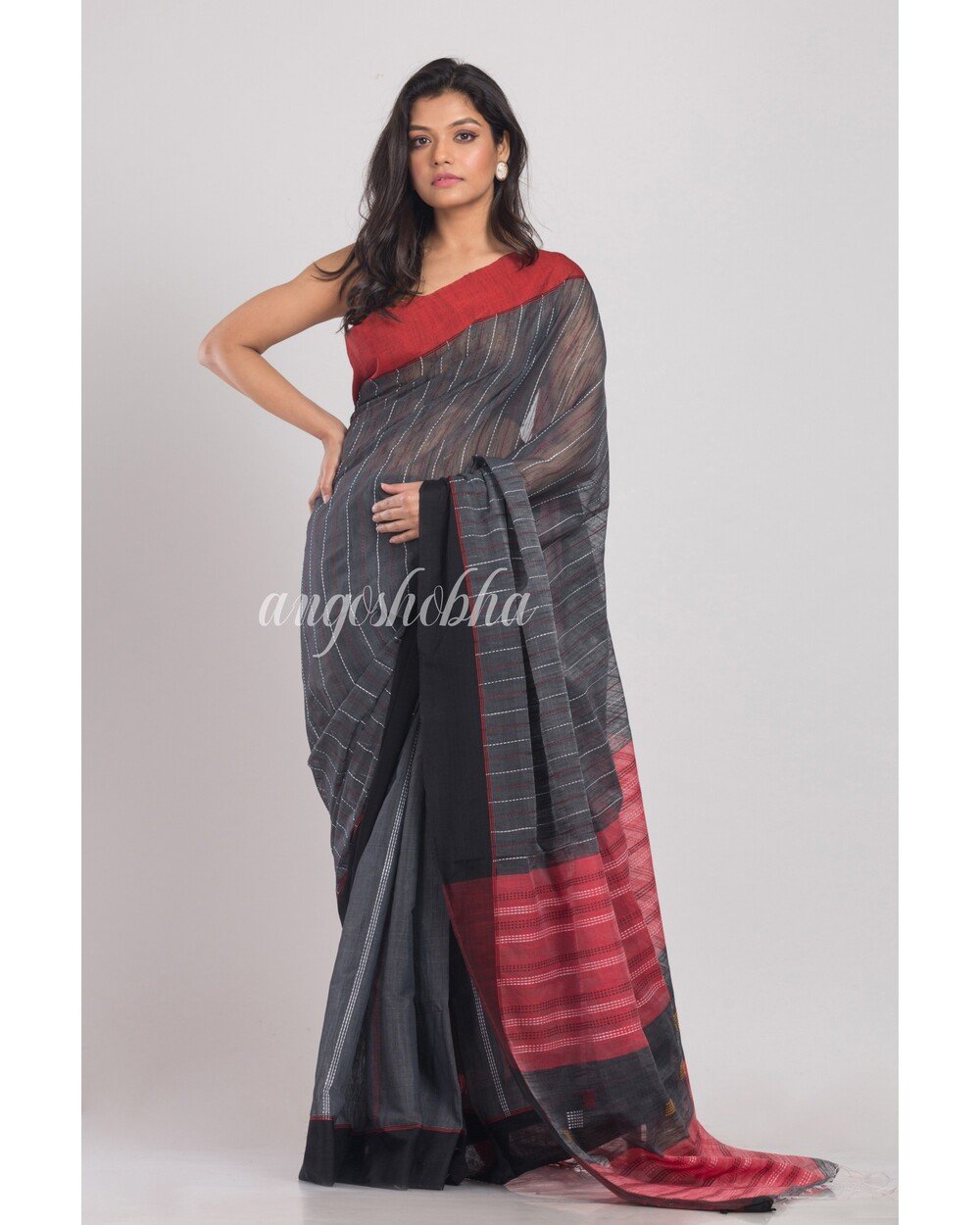 Women's Handwoven Cotton Silk Saree - Angoshobha