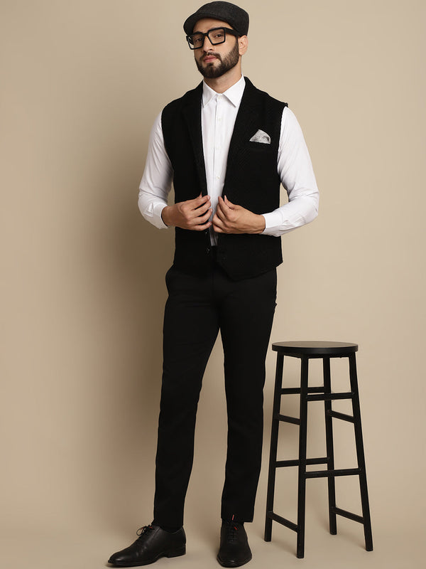 Men's Wool Waistcoat With Notched Lapel - Even Apparels