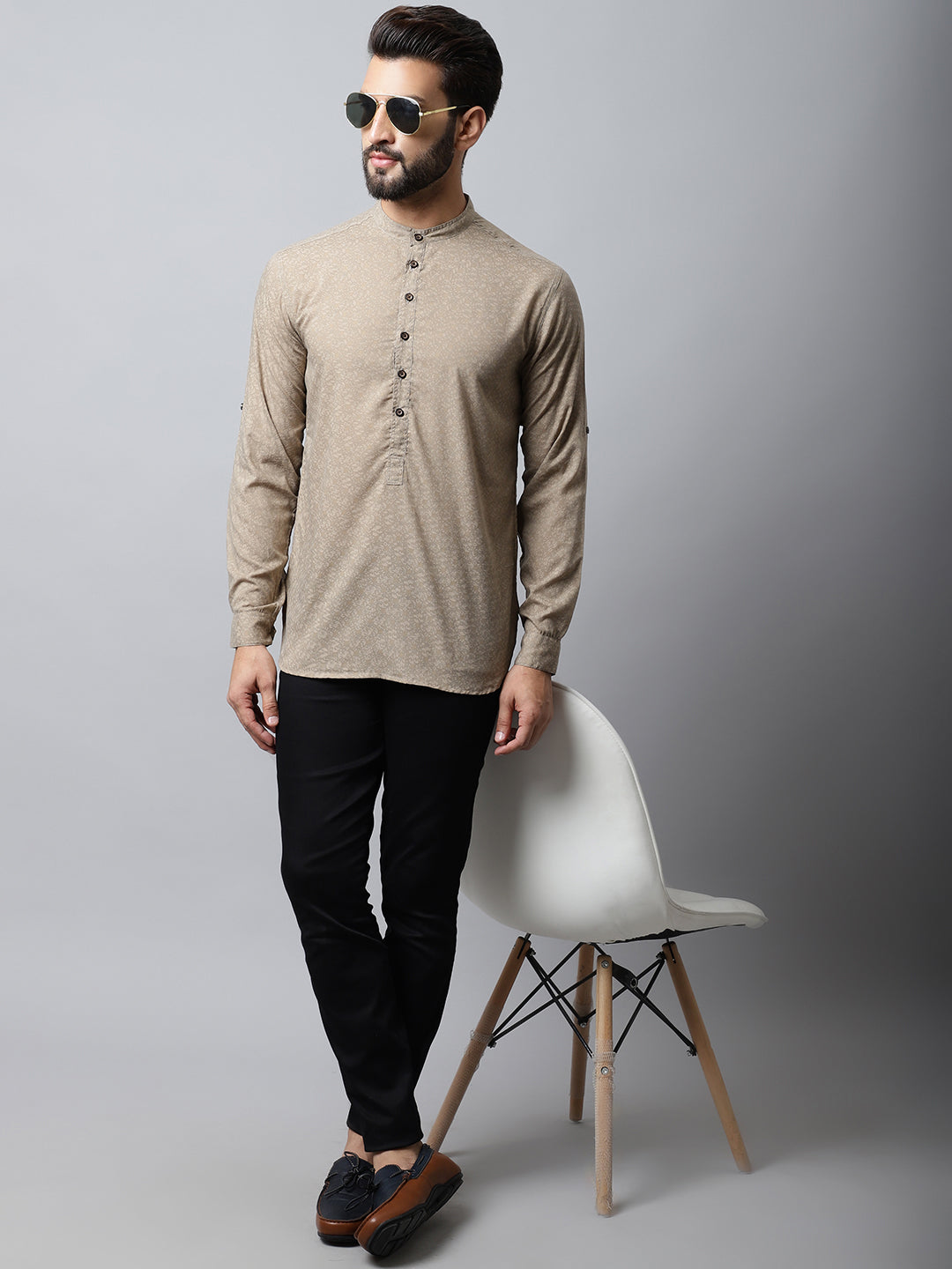 Men's Pure Cotton Kurta With Band Collar - Even Apparels