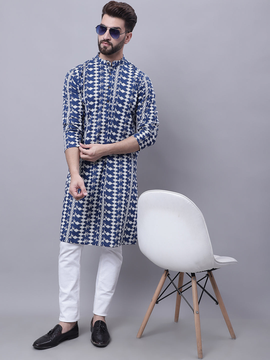 Men's Pure Cotton Kurta With Band Collar - Even Apparels