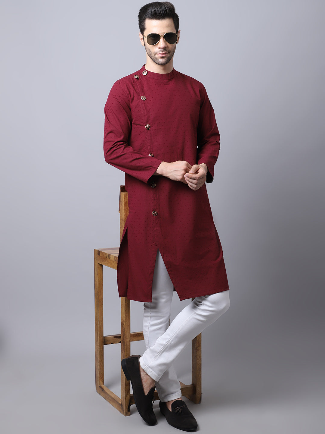 Men'S Sherwani Kurta With Asymetrical Cut - Even Apparels