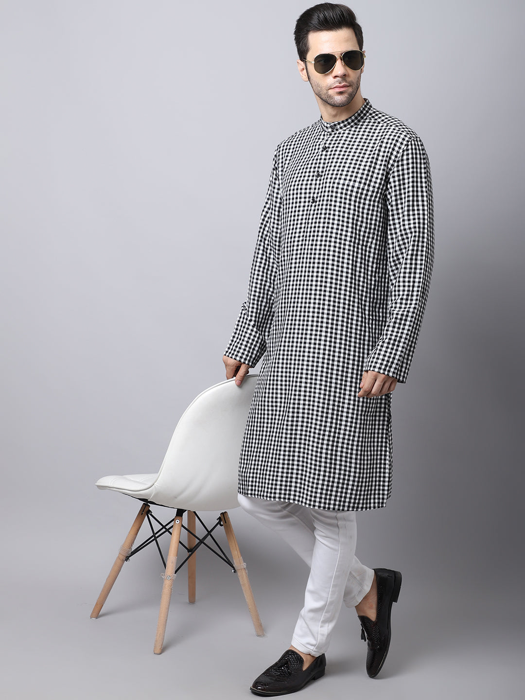 Men'S Pure Cotton Kurta With Band Collar - Even Apparels