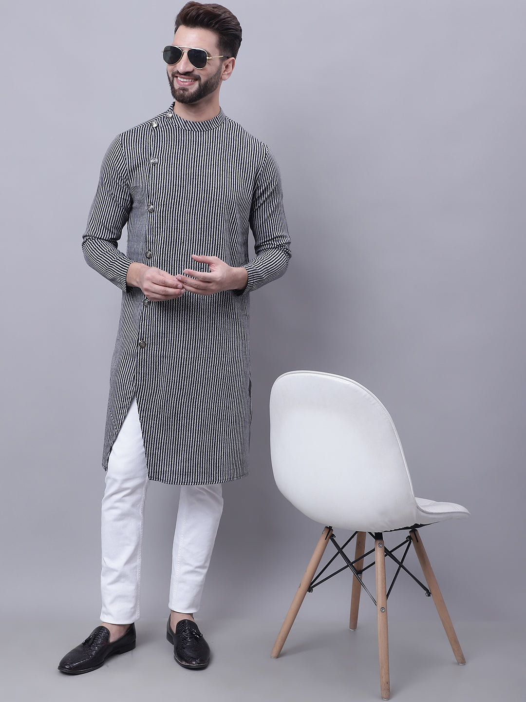 Men's Sherwani Kurta With Asymetrical Cut - Even Apparels