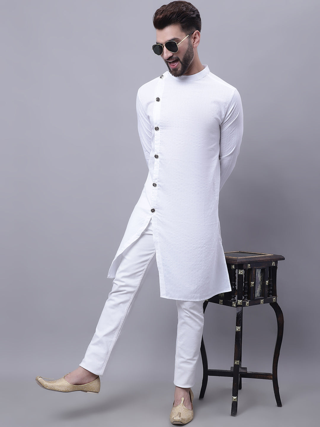 Men's Sherwani Kurta With Asymetrical Cut - Even Apparels